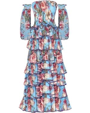 Nur Karaata Rosa Blu Maxi Floral Dress - Blue