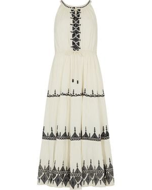 Raffya Neutrals Mia Embroidered Maxi Dress - White