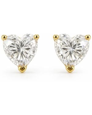 Pearl Code Angel Heart Moissanite Stud Earrings, -Plated - White