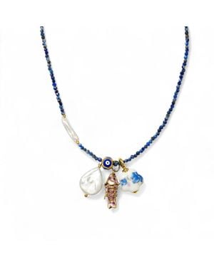 Alexie of Athens Voula Evil Eye Talisman Necklace - Metallic