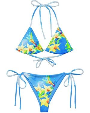 Formula S7 Neon Blooms Recycled String Bikini - Blue