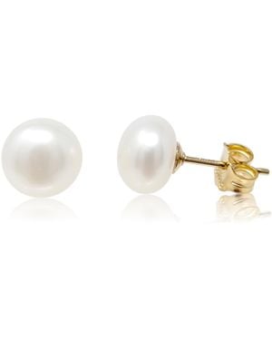 Kiri & Belle Mae Filled Button Pearl Earrings - Metallic