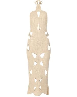 Decolet the label Neutrals Isla Cut-Out Crochet Dress - Natural