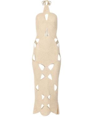 Decolet the label Neutrals Isla Cut-Out Crochet Dress - Natural