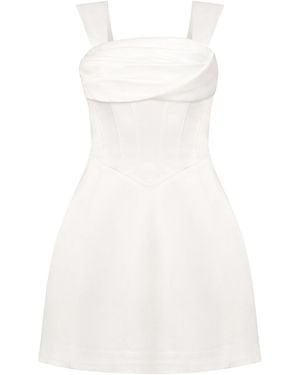 Tia Dorraine Gathered Bust Satin Mini Dress - White