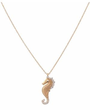 Ecce | Artisan Diamonds Solid 14Ct Seahorse Diamond Necklace - Metallic