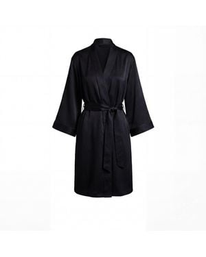 Vimissia Bubble Silk Short Robe - Black