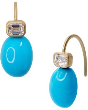Bombyx House Oval & Diamond Drop Earrings - Blue
