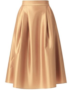 IZABELA MANDOIU Neutrals Caramel Taffeta Midi Skirt - Natural