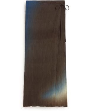 Thinking Mu Pleated Long Skirt Glass Pauline - Brown