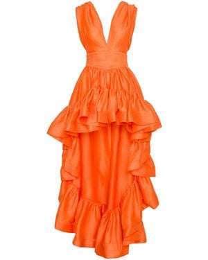 Ofuure Linen Ama Hi-Low Dress - Orange