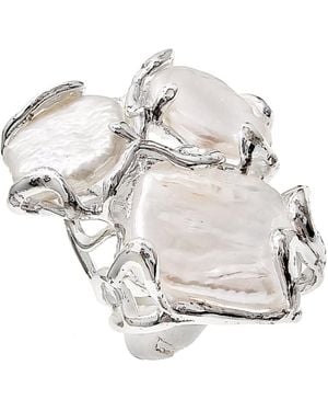 Farra Baroque Pearls Statement Ring - White