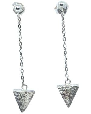 Tg-Jewellery by Tamara Gervasio Sterling Hammered Triangle Drop Earrings – Handmade Modern Minimalist Design - White
