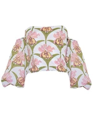 Manuela Cabrales Vexillaria Block Print Top - White