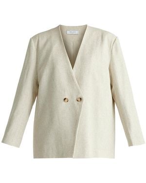 Paisie Neutrals Drop Shoulder Double Breasted Blazer - Natural