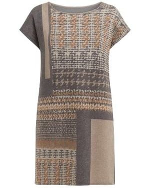 Conquista Patterned Jumper Dress Anthracite - Brown