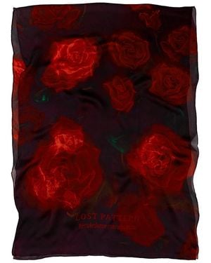 Lost Pattern La Rosa Silk Shawl Scarf - Red