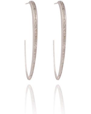 Kaizarin Long Diamond Bali Earrings - White