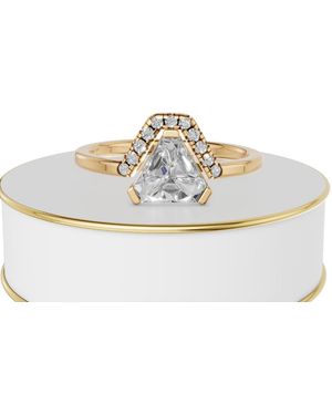 Aya Fine Jewelry 0.90 Ct Trillion Cut Lab Grown Diamond Halo Ring - Metallic
