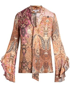 Santorelli Neutrals Sienna Long Sleeve Blouse With Neck Tie - Pink