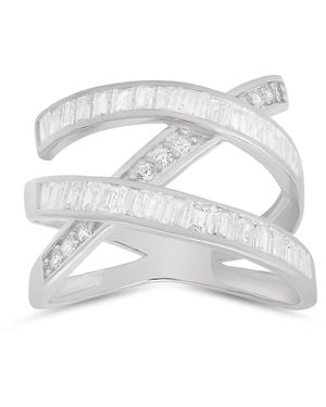 Kylie Harper Sterling Baguette-Cut Highway Statement Ring - White