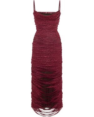 Maison sél Lace Ribbon Dress - Red