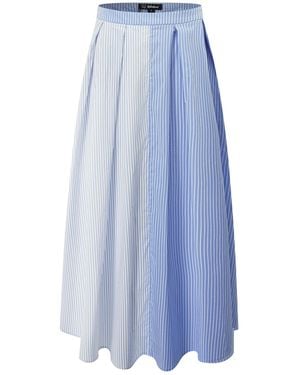 Smart and Joy Long Two-Tone Cotton Skirt - Blue