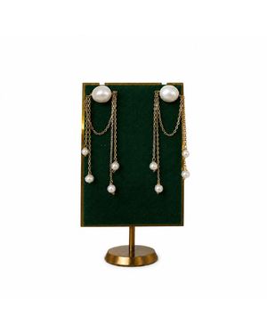 Silver Moon Delicate Chain Sterling Earrings - Green