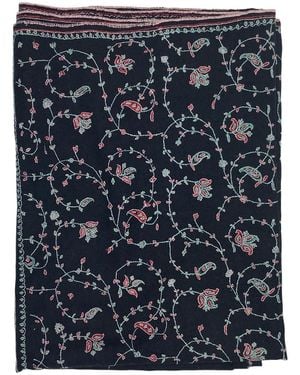 Kaminee Pure Cashmere Stole With Multicolour Jaal Hand Embroidery - Blue