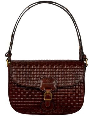 Time Resistance Leather Saddle Bag - Brown