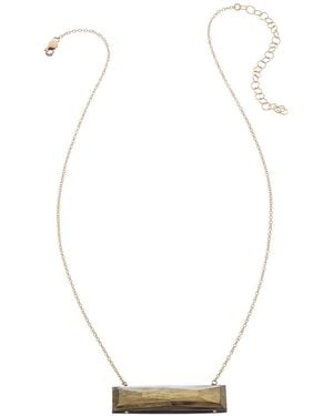 Heather Hawkins Jewelry Float Custom Cut Bar Semi-Precious Baguette Gemstone Necklace - Metallic