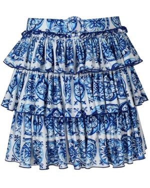 Nur Karaata Helianthus Bleu Blanc Skirt - Blue