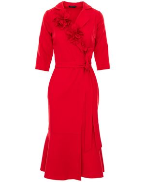 concept A trois Wrap Blazer Dress With Flowers - Red