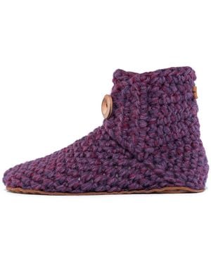 Kingdom of Wow Artisan Made Boot Wool Slippers For - Purple