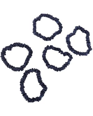 Soft Strokes Silk Pure Mulberry Silk Skinny Scrunchie Set Of Five - Blue
