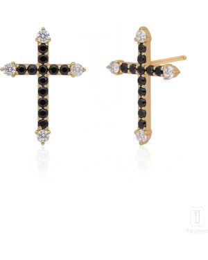 The Jewelz Dusk Crossline' Spinel Earrings - White