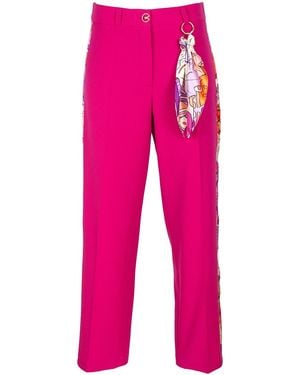 Lalipop Design Wide Leg Tailored Cropped Fuchsia Trousers - Pink