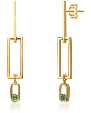 Genevive Jewelry 14K Plated With Coloured Cubic Zirconia Drop Earrings - Metallic