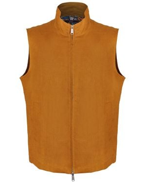 DAVID WEJ Hugo Linen Gilet - Brown