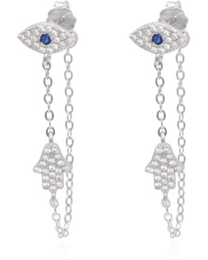 Luna Charles Iris Evil Eye Chain Drop Earrings Sterling - Metallic