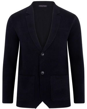 Paul James Knitwear Cotton Deconstructed Knitted Gabriel Blazer - Blue