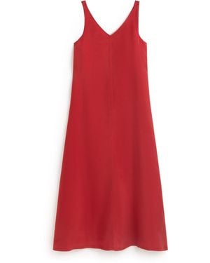 Thinking Mu Long Dress Cupro Sade - Red