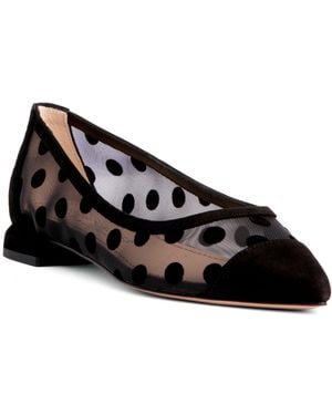 Beautiisoles by Robyn Shreiber Made in Italy Blake Polka Dots Mesh Work Valentine Evening Comfortable Sexy Flat Ballerina - Black