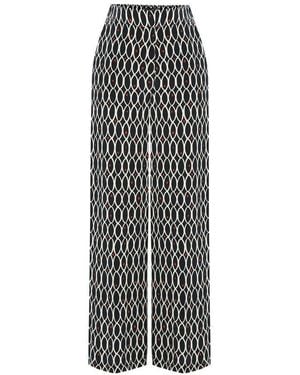 Exquise Regular Geometric Patterned Palazzo Adia Pants - Gray