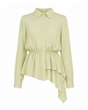 Ma Mulier Premium Chiffon Peplum Shirt - Yellow