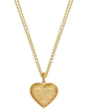 Karma and Luck Pure Devotion Pearl Heart Necklace - Metallic
