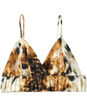 Soft Strokes Silk Mulberry Silk Cropped Camisole Top Leopard Print - Natural