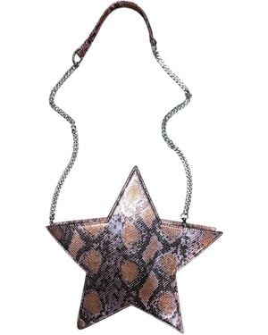 Any Old Iron Metallic Snake Star Leather Bag - White
