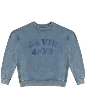 Rave on Trend Denim Wash Crew - Blue