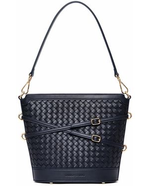 Owlish Studio Glacier Woven Vegan Leather Bucket Bag - Blue